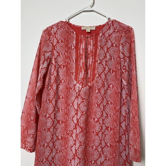 Michael Kors Women's Sneak Print Tunic Dress Size S Key hole Orange - Picture 6 of 14